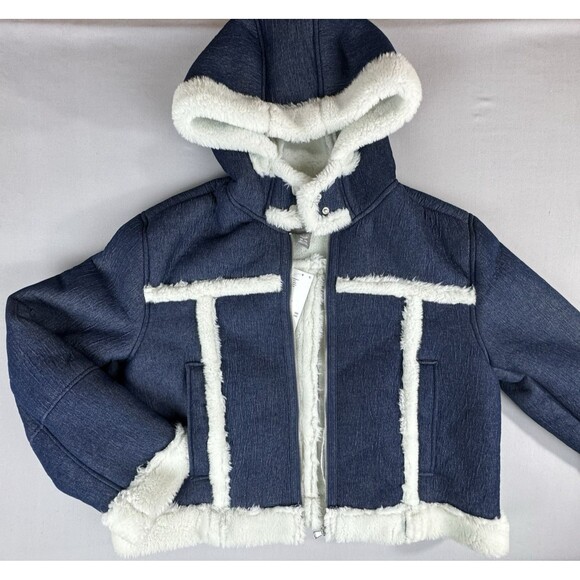 Urban Outfitters UO Roselyn Faux Shearling Jacket Women's XXL Blue White New - Picture 2 of 16